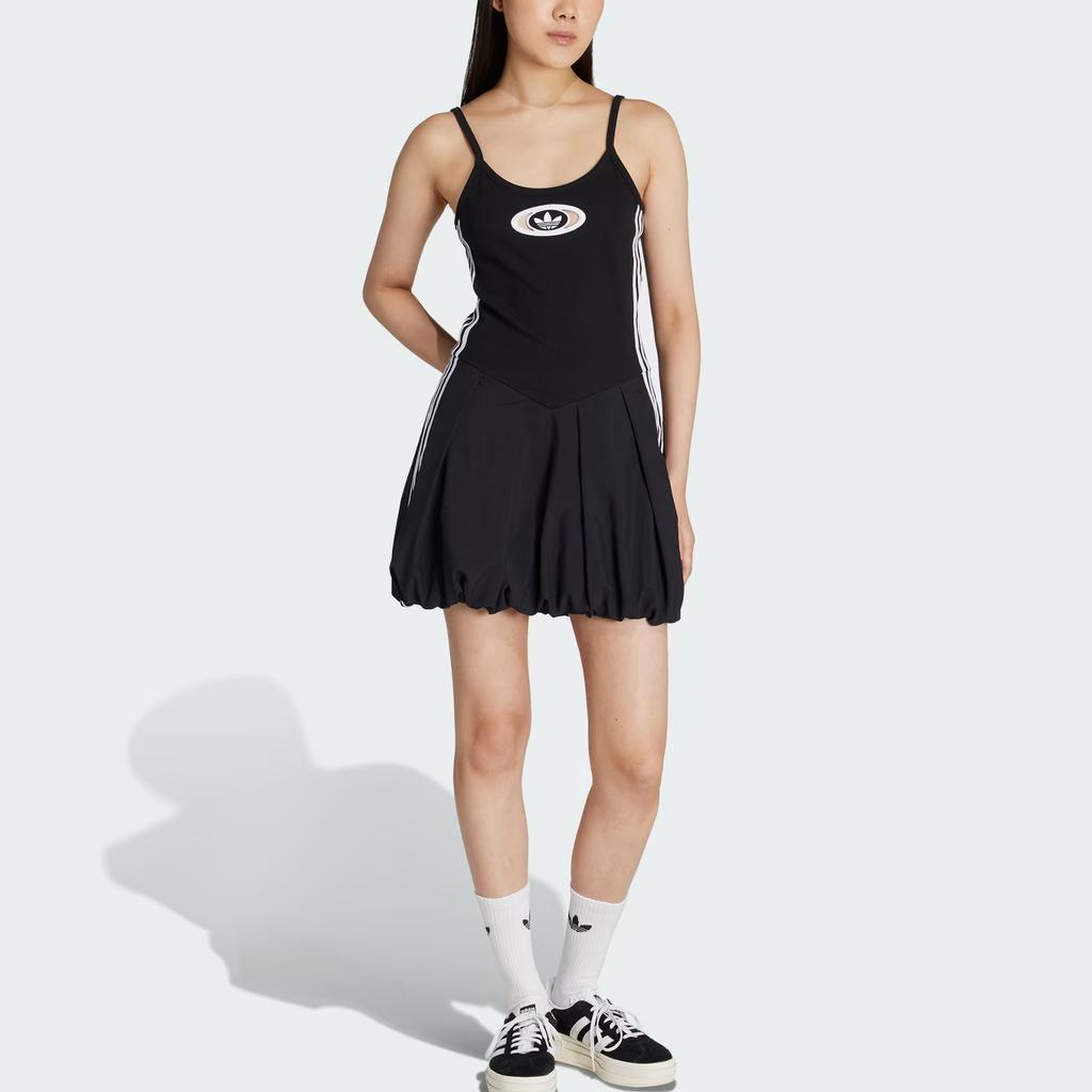 adidas Originals Ss25 Campus 2000 Ballonkleid Logo Streifen Lässig Sport Cami Kleid Damen Kleider KC8798