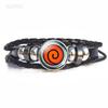 Naruto Inspired Sharingan Black Leather Men's Bracelet - Anime Gift