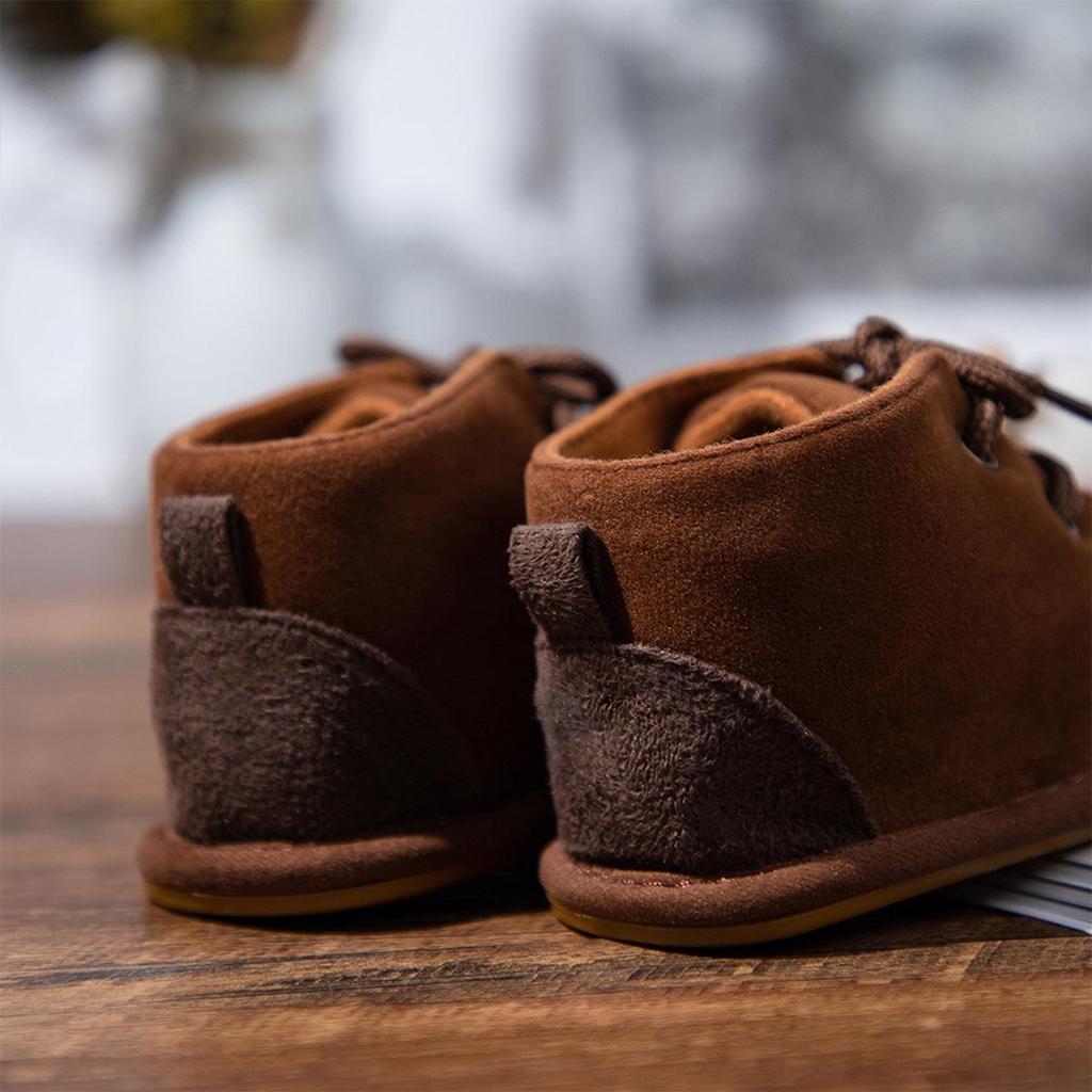 Autumn/Winter Non-Slip Lace-Up Baby Boots with Rubber Sole