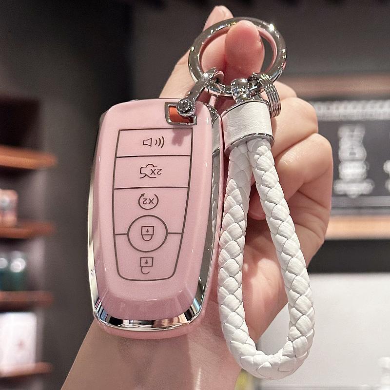 TPU Key Fob Cover with Keychain for Ford Explorer Fusion Escape Edge Expedition F150 F250 F350 F450 F550 Maverick Mustang