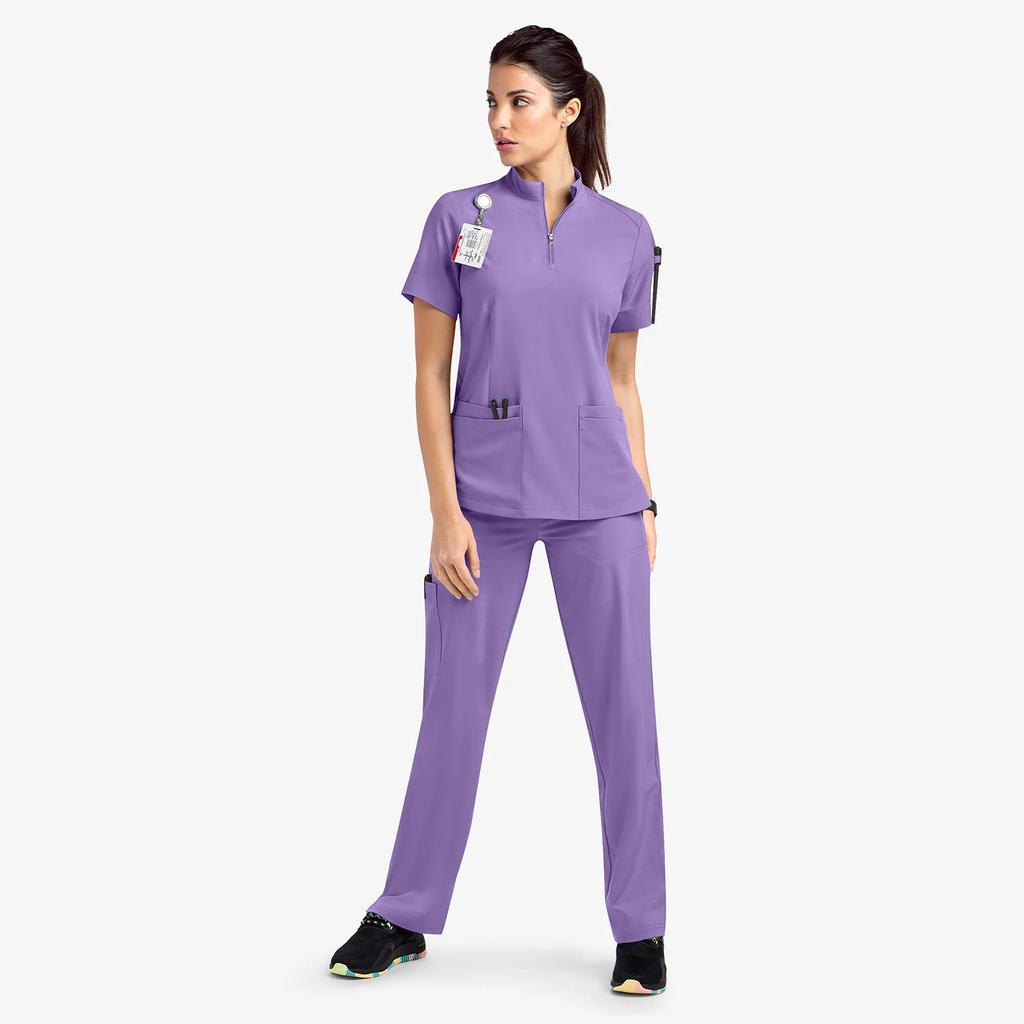 Short-sleeved Surgical Clothing Beauty Salon Nursing Clothing 2024 Summer Casual Stand-up Collar ZipperHospital Nurse Overalls
