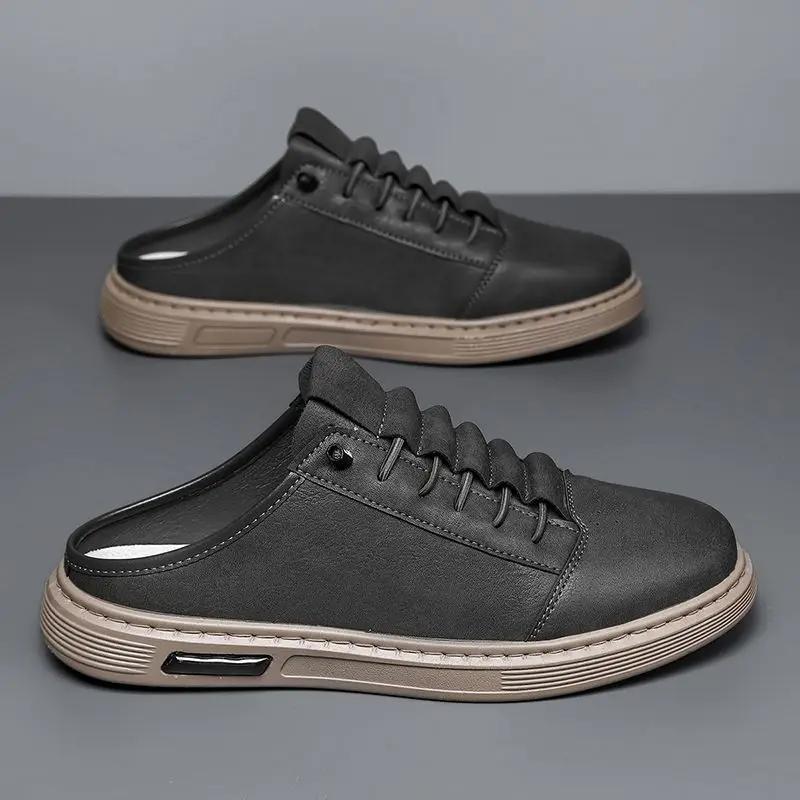 Fashion Sabot Slippers for Men Soft Outdoor Genuine Leathe Designer Sandals Man Luxury High Quality Fashion Fun Elegant Y2k Adult Shoes