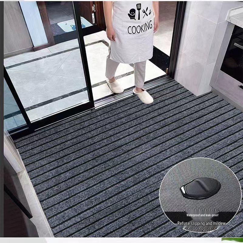 Waterproof, Anti-Slip, Oil-Proof Striped Floor Mat for Kitchen, Bedroom, or Entrance