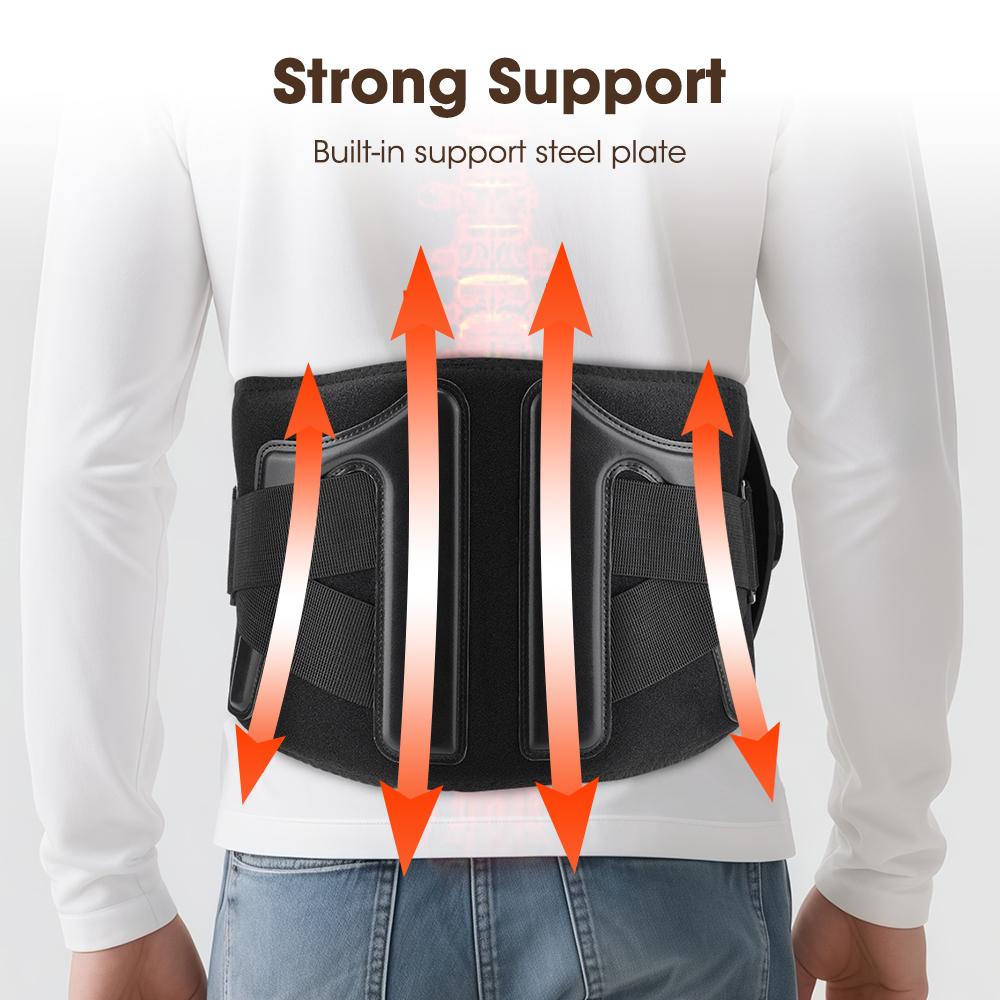 Cordless Vibration Heated Massage Belt Infrared Waist MassagingTool Steel Plate Support Lumbar Decompression Lower Back Muscle Relax