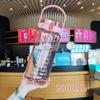 Water Bottle Outdoor Sports Water Bottle Plastic Fitness Water Bottle Extra Large Capacity Kettle with Double Straws