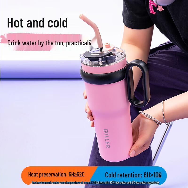 Dileber Large Capacity 316 SS Insulated Straw Tumbler 1200ml
