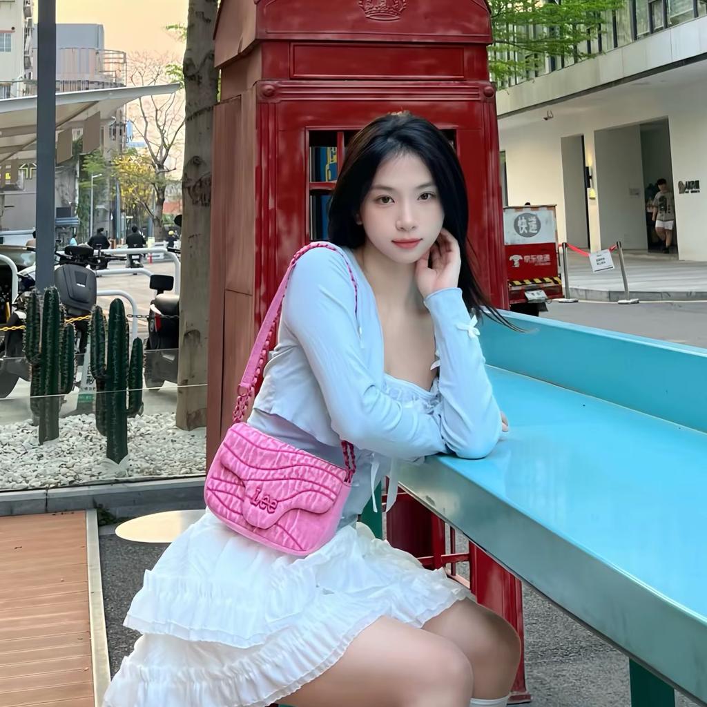 New Lee Denim Crossbody Bag Regular Women's Rose Red LE240102M-116