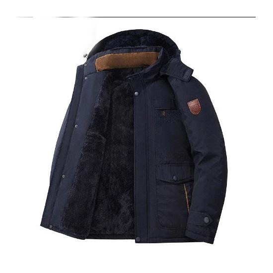 Winter Thickened Velvet Warm Men's Casual Cotton Clothes Windproof Waterproof Medium and Long Jacket