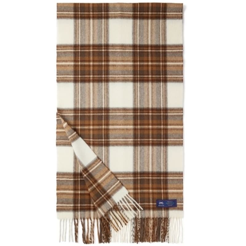 

ABRAHAM MOON Merino Wool Shawl Muffler 50cm - Natural Dress Stuart FREE