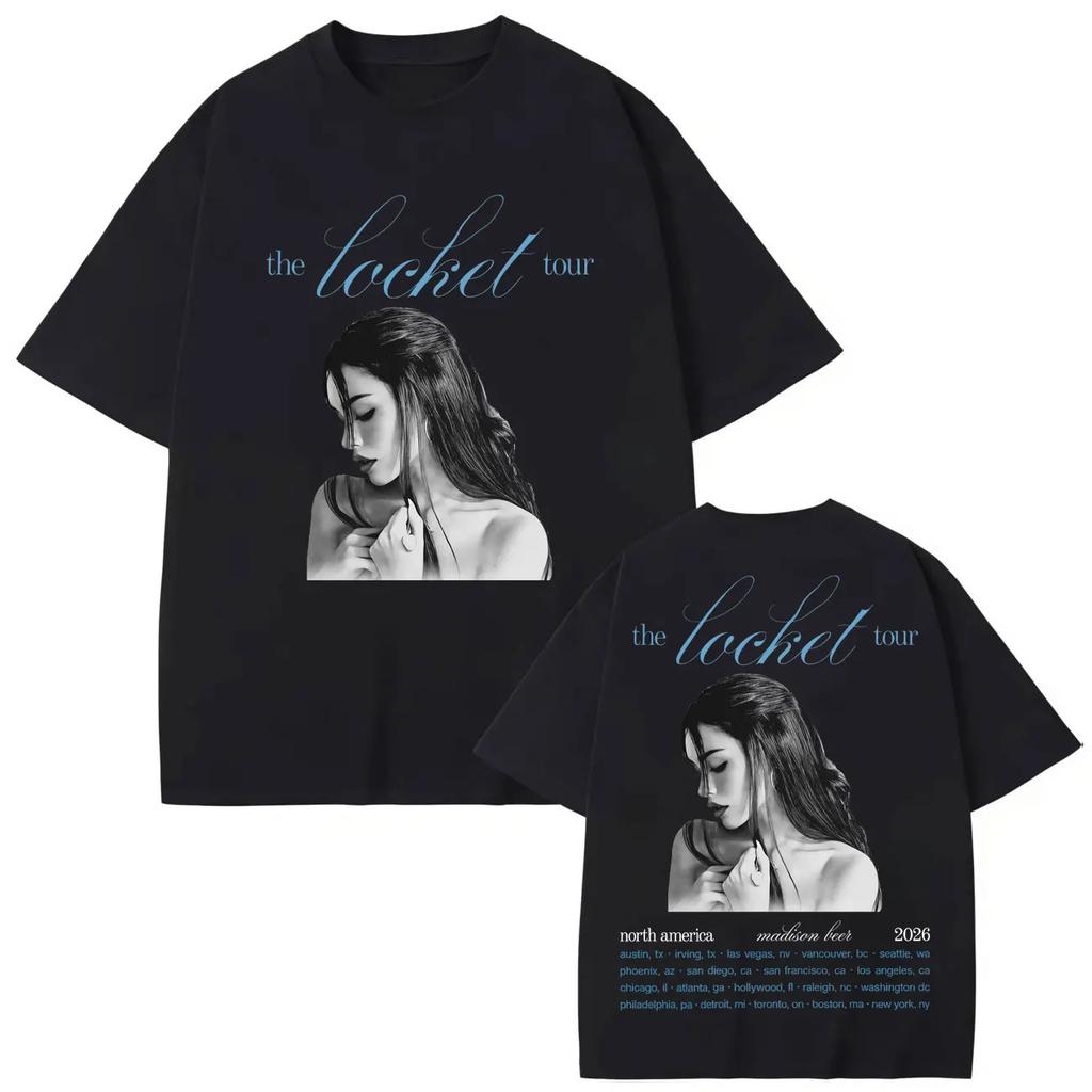 Singer Madison Beer The Locket Tour 2026 Graphic T Shirts Fashion Aesthetic Oversized Tshirts Unisex Women Casual Cotton Tshirt