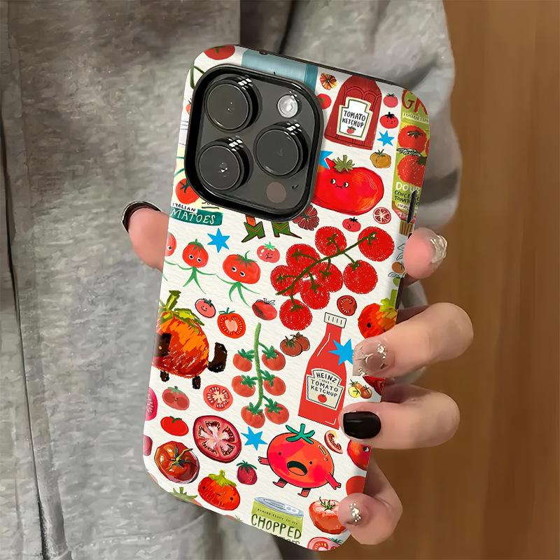 Tomatenparty für Apple 17promax Cartoon Niedlich für IPhone16pro Kamerapaket 15 Neue Modelle