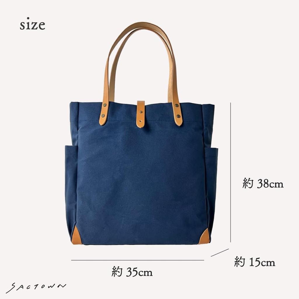 Hanpu Kobo Tote Bag Canvas Tote Made In Japan Domestic Canvas A4 B4 Large Capacity Multifunctional Paraffin Coating 3J11 Navy (L) Women's Men's