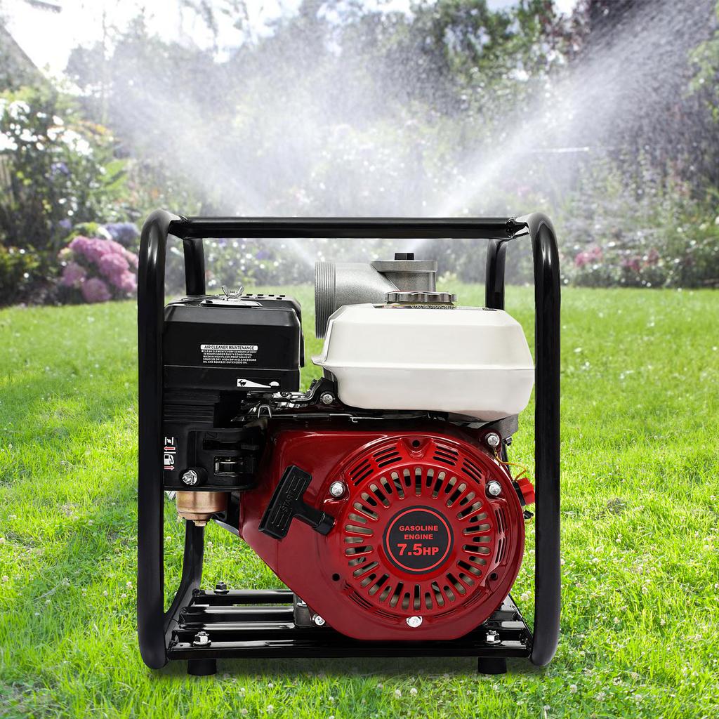 Bymaocar 7.5HP 4 Stroke Gasoline Water Pump 3" Portable Self-priming Gas-powered Semi-trash Water Pump 60m3/h Simple Start Up