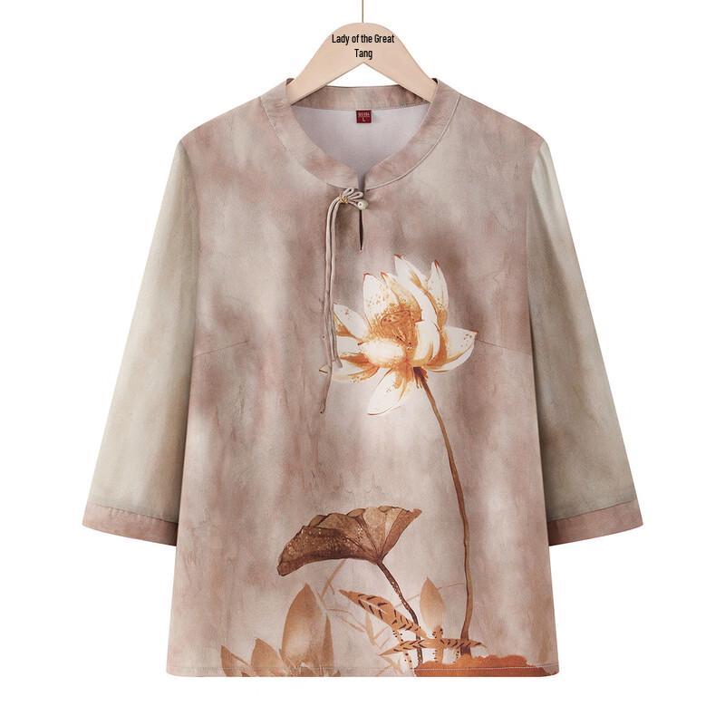 Elderly Women s Spring Autumn 3/4 Sleeve Breathable Shirt L