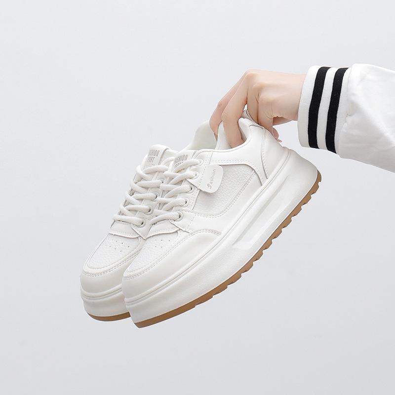 

2025 spring little white shoes new Korean version ins female students height increase platform sports board shoes casual shoes women 40 бежевий