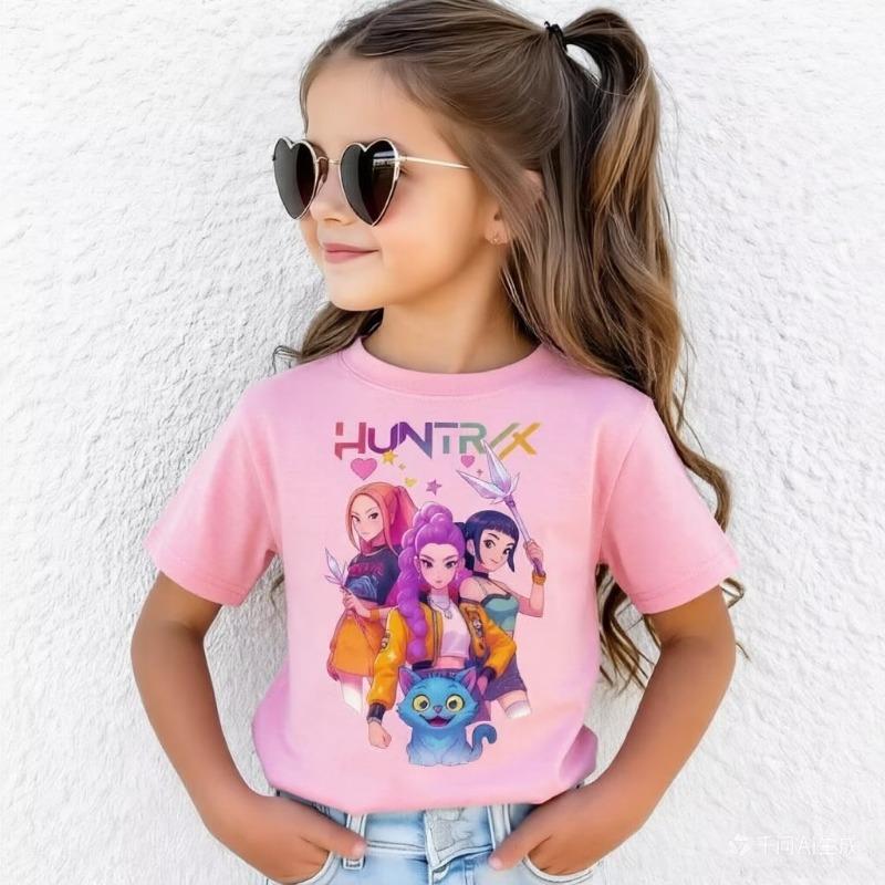 Kpop Children's T Shirt Cartoon Graphic Short Sleeve Summer Comfortable Top Funny Gift for Fans Harajuku T-Shirts Girls Clothes