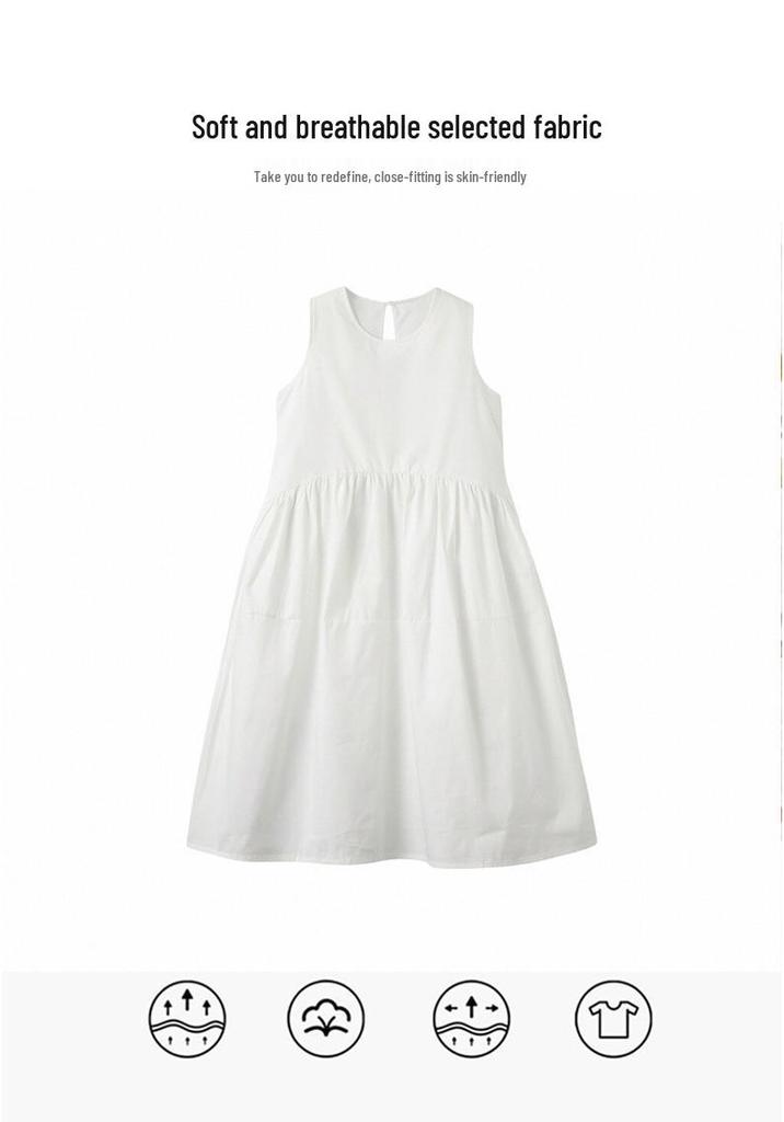 2026 Girls' Stylish White Summer Tank Dress