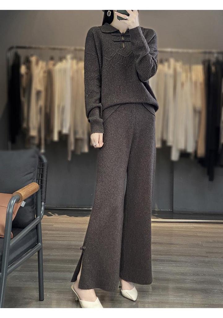 Women's Cashmere Lapel Sweater - Versatile Long Sleeve Knitwear for Autumn/Winter