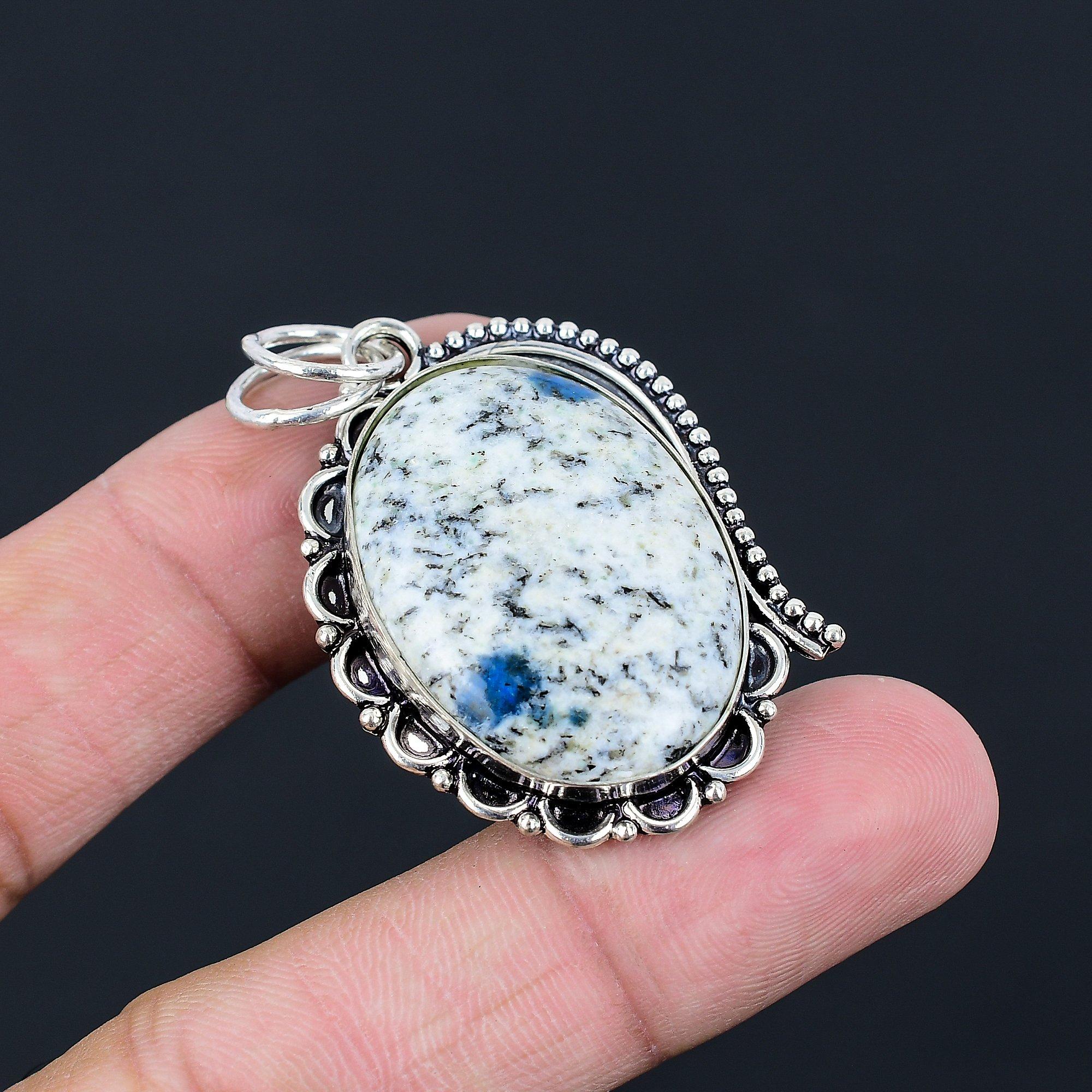Daughters Day Sale 925 Sterling Silver K2 Jasper Stone Sister Bezel Boho Pendant