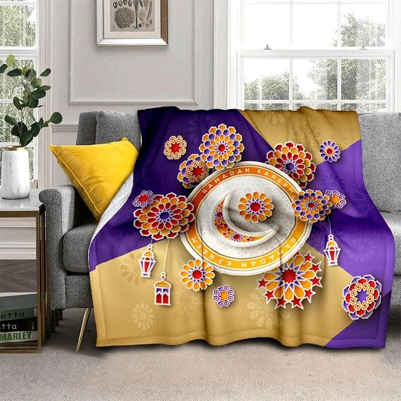 Müslüman Namaz HD Yumuşak Peluş Yatak Atma Karikatür Piknik Ince Battaniye Modern Flanel Battaniye Kapak Gedruckt Bettdecke Geschenk
