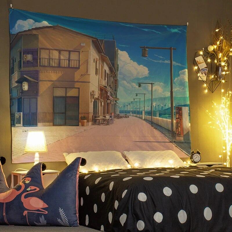 

Мультяшный гобелен, украшение стены, домашний интерьер, сцена, искусство, висящий фон, ткань 100x75cm