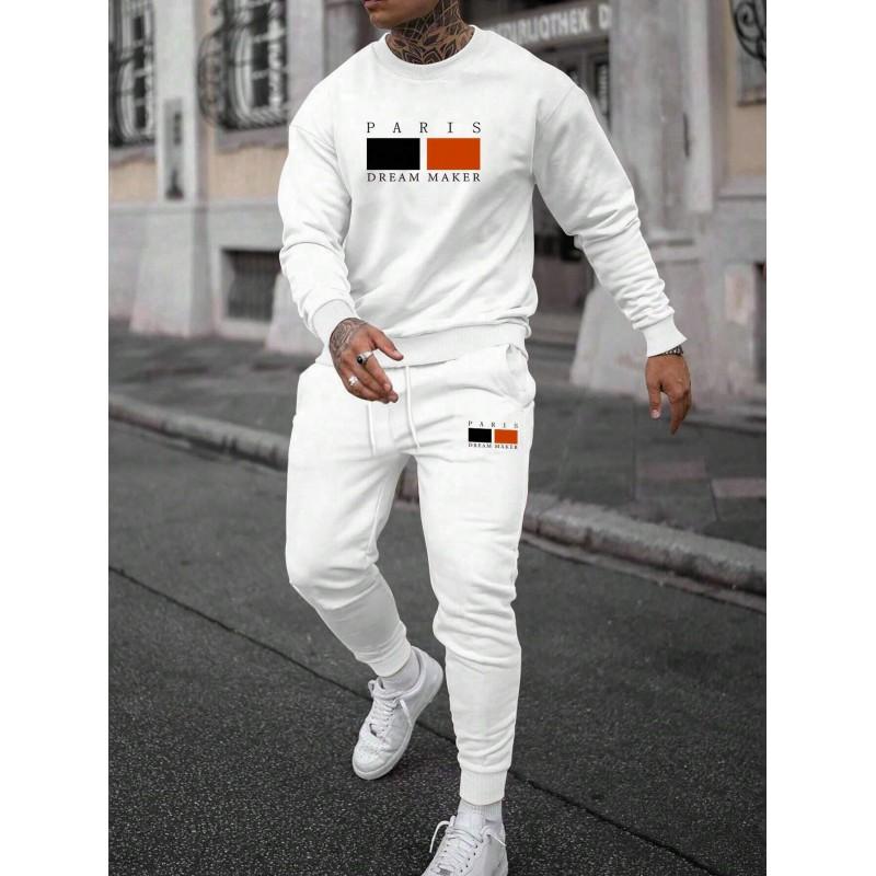Mens Casual Hooded Sweatshirt Set Long Sleeve Tracksuit Lightweight Sporty Outfit Teens Young Adults
