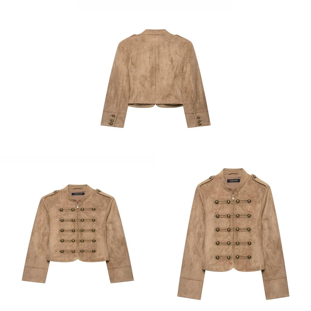 Myst Zara Velvet Texture Napoleon Coat Jacket Napoleon Vintage Long Sleeve Corduroy Jacket For Women
