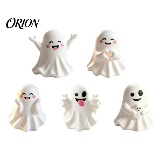 Tiered Tray Spooky Ornament Halloween Cute Ghost Figurine, Mini Cartoon Statue, Little Small Vinyl Statue Desktop for Home Table Decor Matte