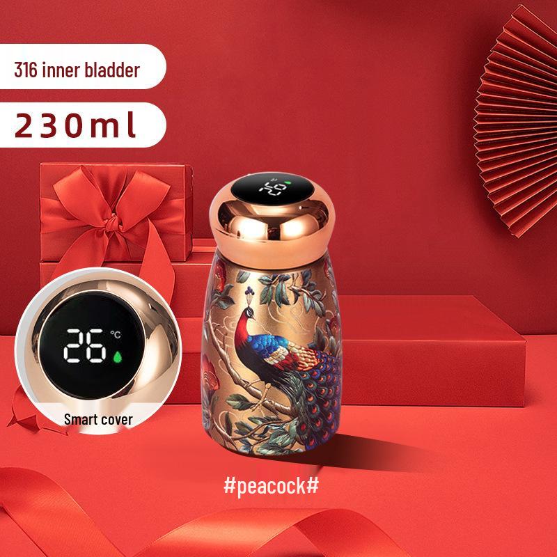 Compact Ceramic Thermos Cup with Smart Temperature Display - Chinese Style