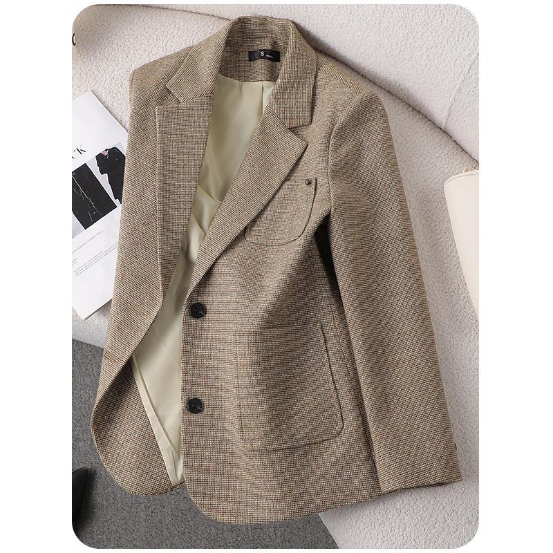 Women's High-End Wool Blend Suit Jacket - Autumn/Winter 2025 Slimming Professional Style