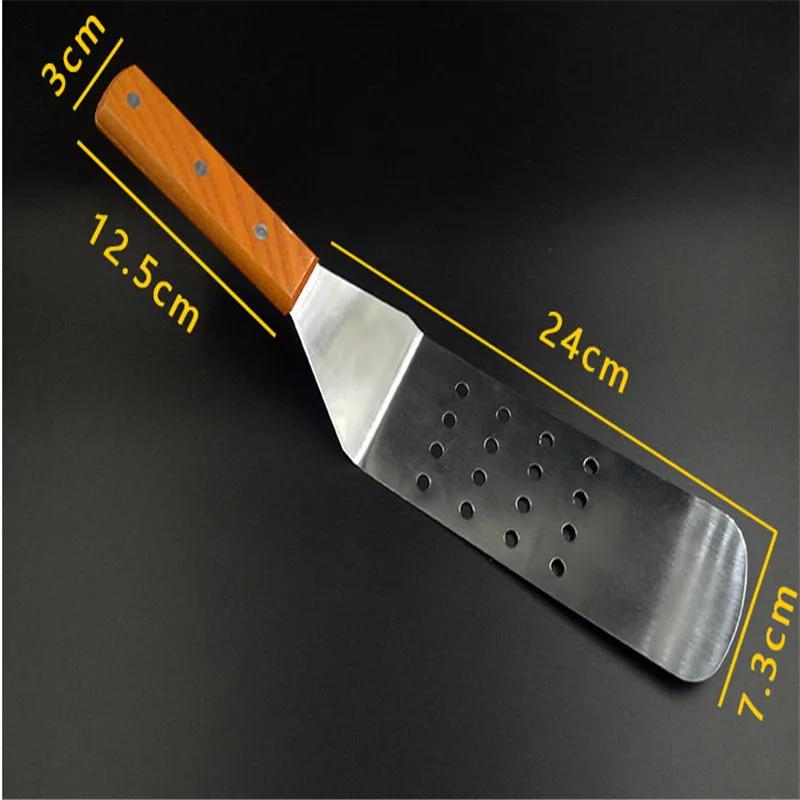 Steak Stainless Steel Fried Shovel Spatula Pizza Grasping Cutters Spade Pastry cake BBQ Tools Wooden Handle Kitchen Utensils