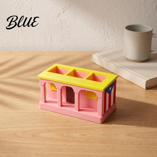 Study Room Organizer 3D Printed Colorful Cabin Pen Holder Decorative Desktop Organizer Retro Architectural Pencil Storage Unique Desk Supplies