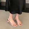 Fashion Bailamos Summer Women Slipper Fashion Narrow Band Ladies Casual Sandal Shoes Square Low Heel Outdoor Dress Gladiator Shoes