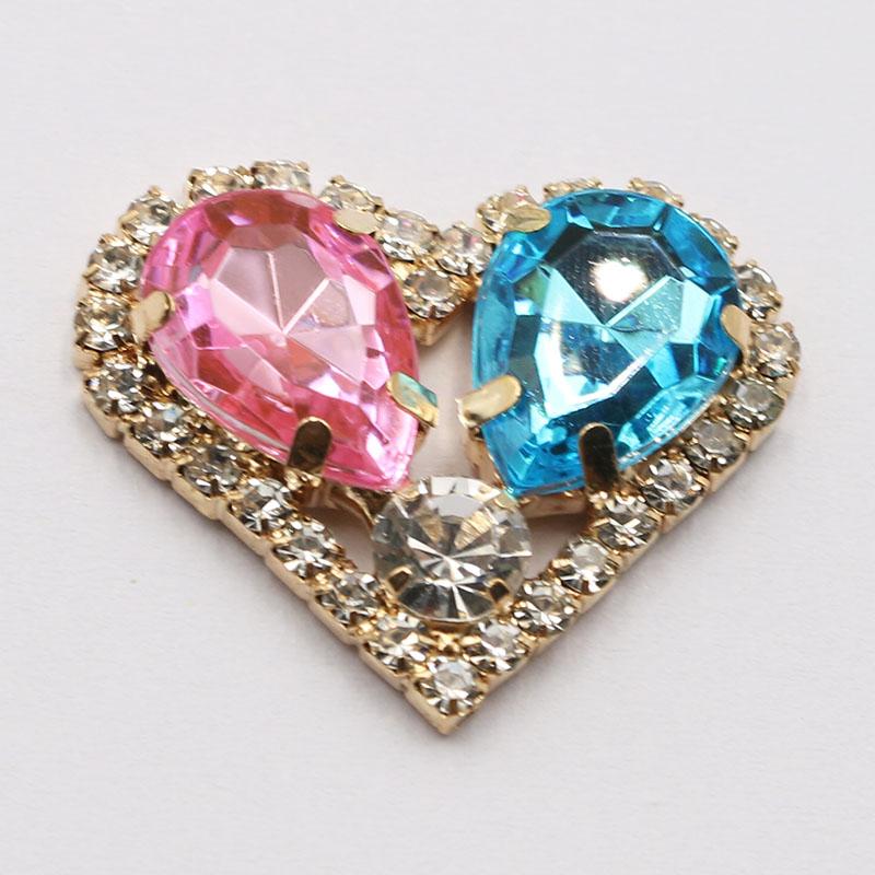 LKERAN 10pcs26 * 28MM Love Rhinestone Acrylic Button DIY Clothing Decoration Wedding Dress Handmade Decoration Accessories