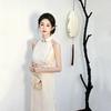 White neck sleeveless national style new Chinese Suzhou cheongsam improved young women's high-end birthday party dress