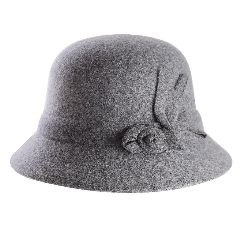 Autumn and winter new bucket hat woolen hat ladies lady hat warm bow short brim basin hat