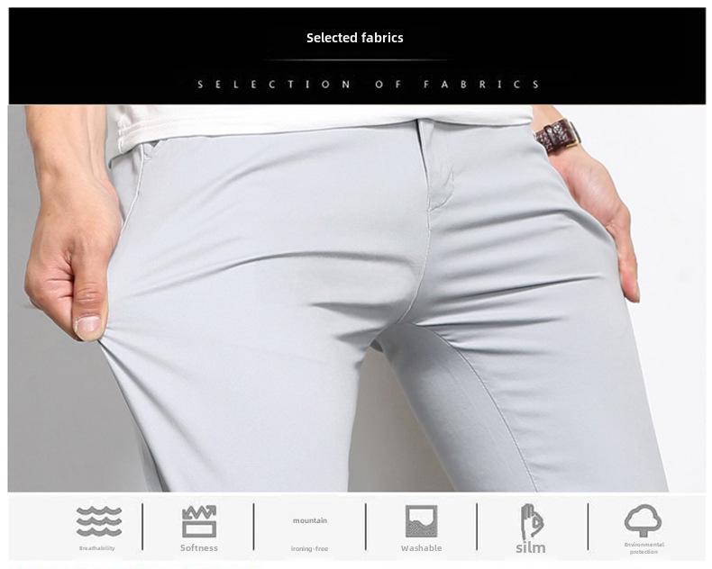 Korean Style Men's Slim Fit Casual Cotton Elastic Pants - Spring/Autumn