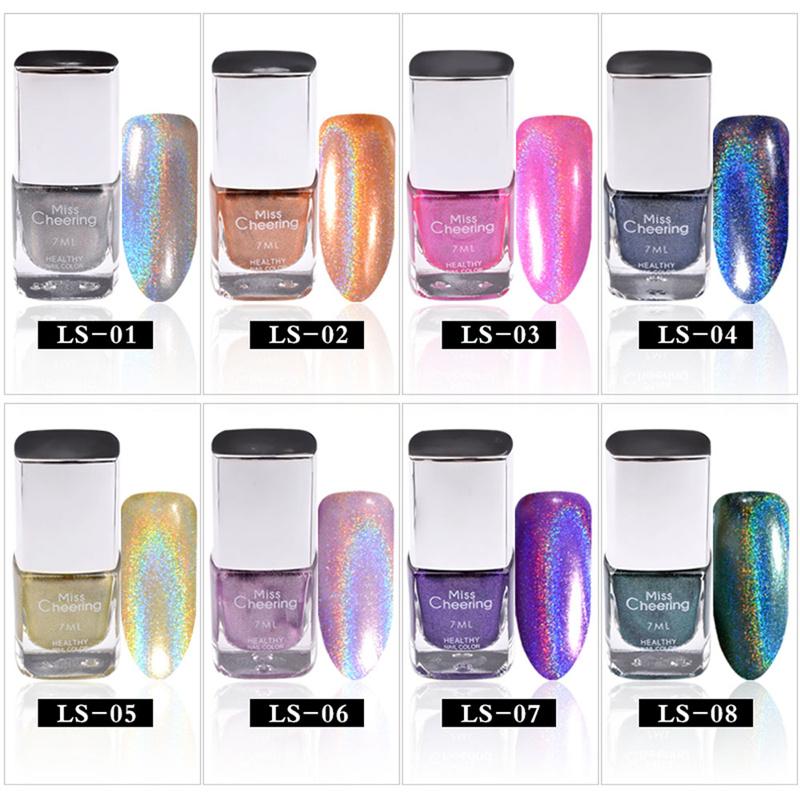 Rainbow Shinning Mirror Effect Metallic Varnish Holographic Chrome Nail Polish