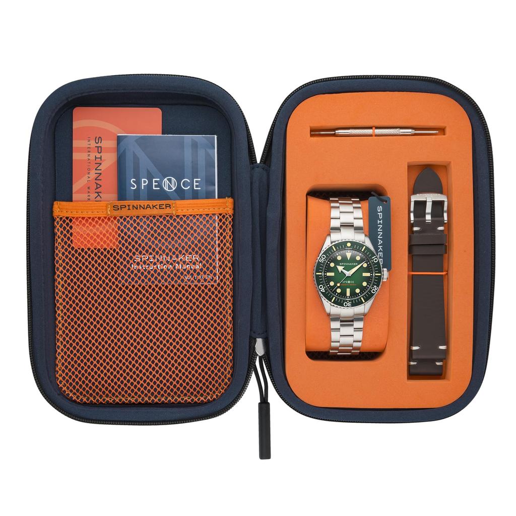 Uhr Spinnaker Spence 300 Automatik Automatikaufzug 30 ATM Wasserdicht Saphirglas Grünes Zifferblatt Edelstahl SPINNAKER Herren SP-5097-44