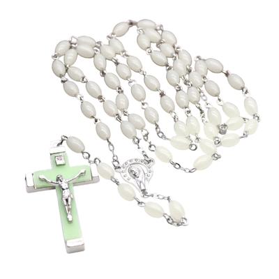 Catholic Beads Rosary Necklaces with Luminous Cross Pendants Religious Jewelry for Christian Player Christening Meditations