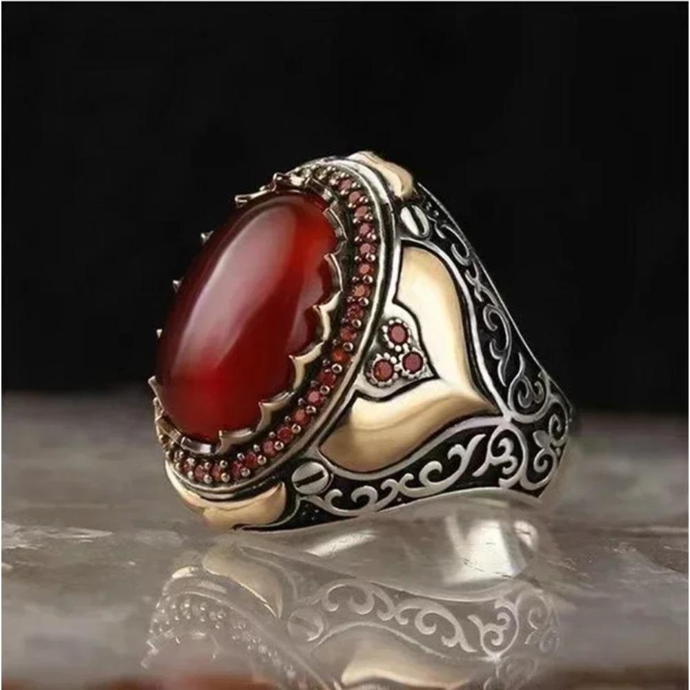 New Inlaid Emerald Mens Luxury Ring Retro Domineering Personality Jewelry for Banquet Party Gifts