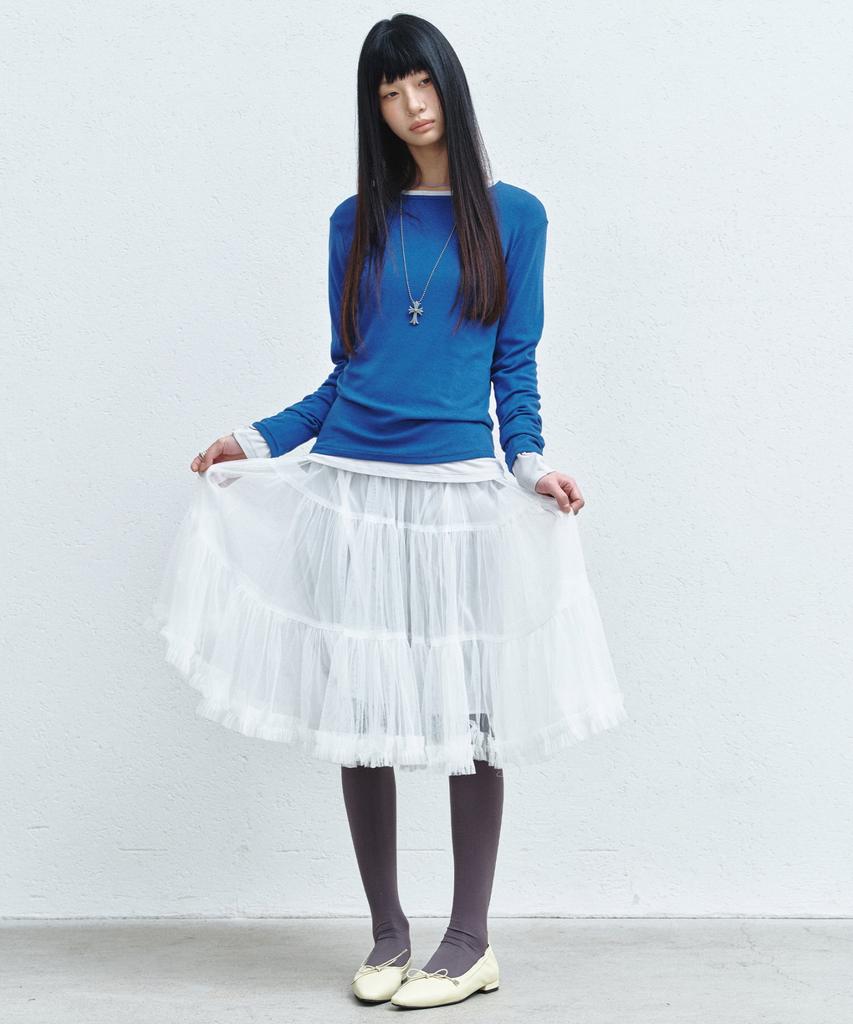 Nigaennikol Tulle Volume Skirt_White
