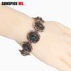 Sunspicems Vintage Crystal Link Bracelet for Women Antique Gold Color Round Resin Bohemia Ethnic Wedding Jewelry Friend Gift