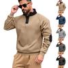 Men's Stand Collar Casual Sports Colour-Block Zip-Up Embroidered Long-Sleeved Henley Fashion Streetwear Hoodie