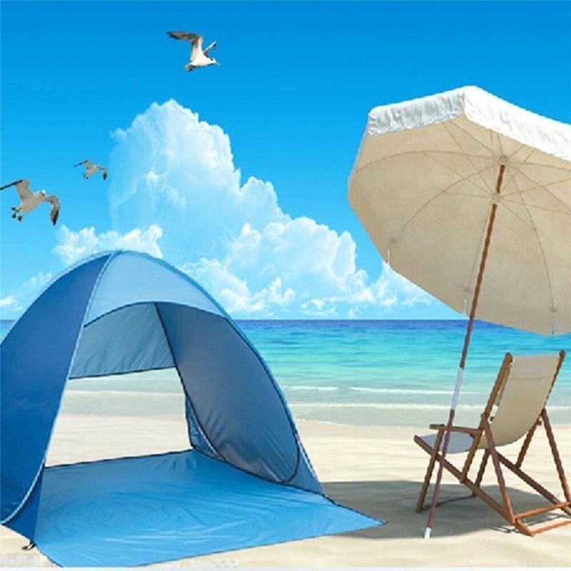 Schnelles automatisches Strandzelt, Outdoor-Strandschatten-Sonnenschutzzelt, UPF50+, tragbares Stranddach für Camping-Angeln