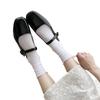 Female Summer Thin Wooden Ear Edge High Elastic Loose Mouth Ice Ice Pile Socks