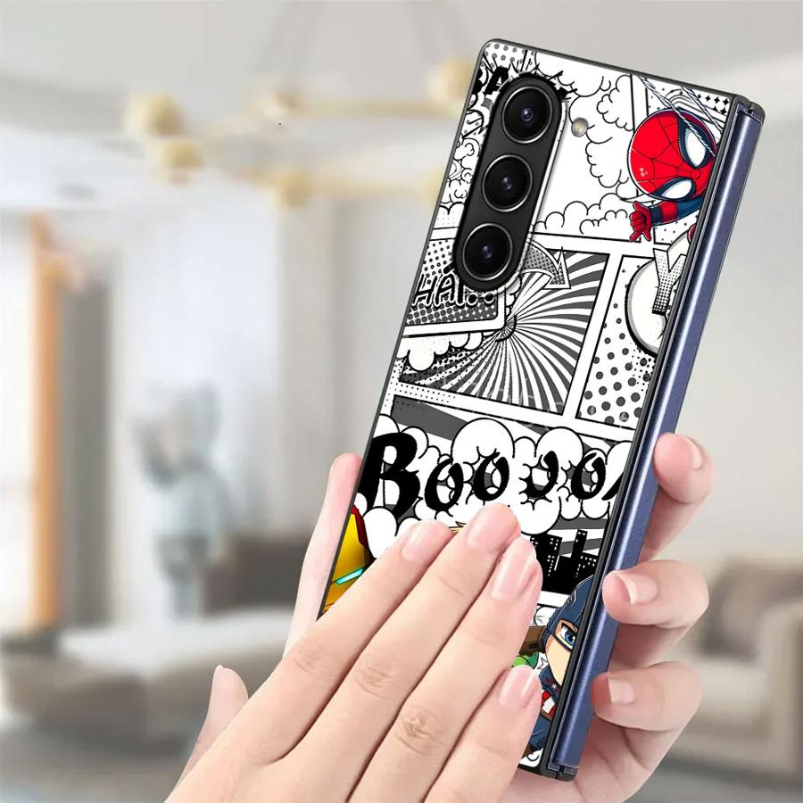Case for Samsung Galaxy ZFold6 ZFold4 ZFold3 ZFold5 ZFold7 Z Fold 7 6 5 4 3 Back Phone Cover Marvel Cartoon Iron Man Hulk