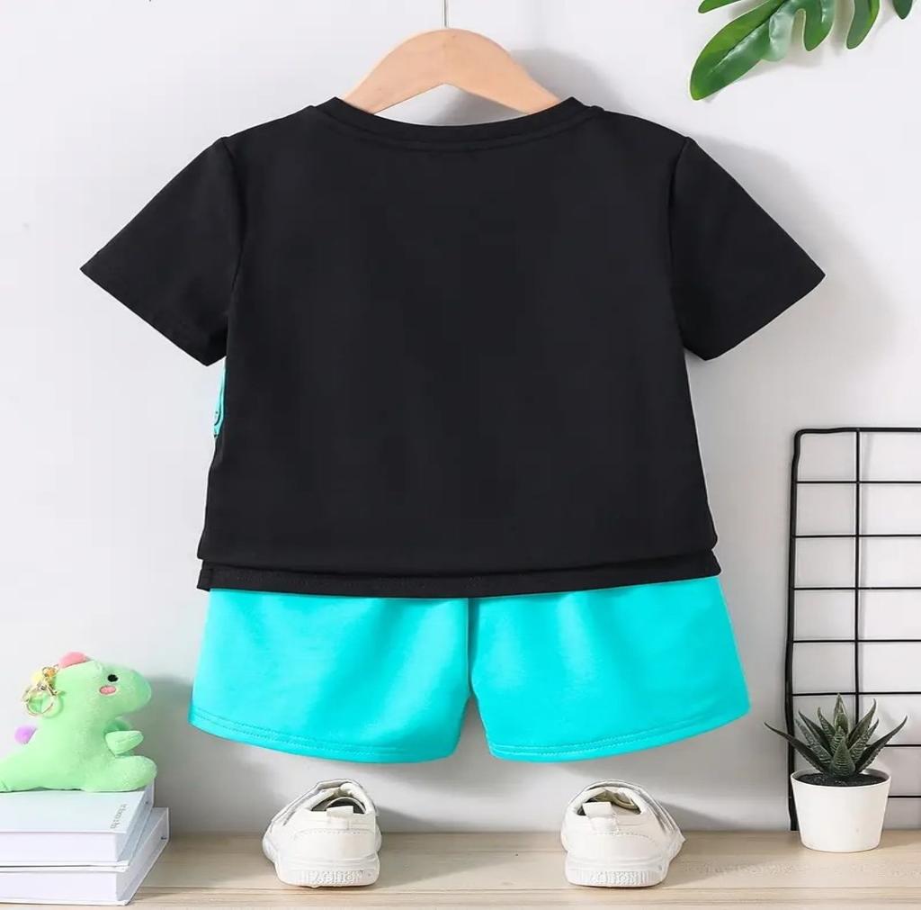 2025 Summer New 2-piece Children's Cartoon Short Sleeved Shorts, Cute Children's Clothing, Sportswear, Comfortable, Soft, Breath