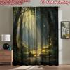 2D Flat Printing 2pcs Party Curtains Enchanted Forest Sunbeams Moths Digital Printed Polyester Drapes Party Decorations Use for