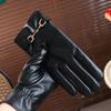 Chain Women Leather Gloves PU Gloves Simple Full Finger Mittens Winter